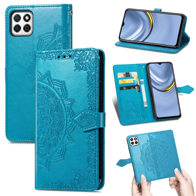 For Huawei Enjoy 20 5G Mandala Flower Embossed Horizontal Flip Leather Case with Bracket / Card Slot / Wallet / Lanyard