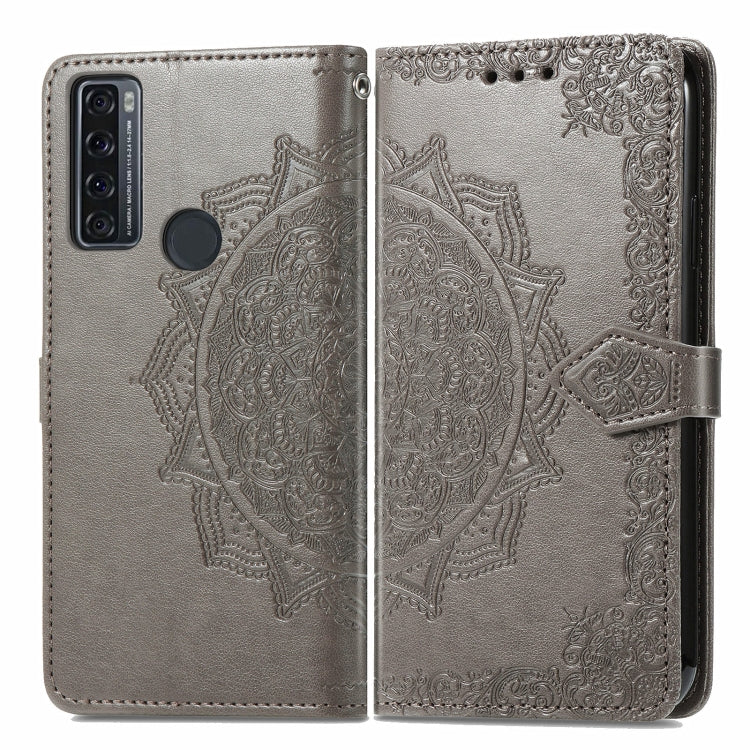For TCL 20 SE Mandala Flower Embossed Horizontal Flip Leather Case with Bracket / Card Slot / Wallet / Lanyard