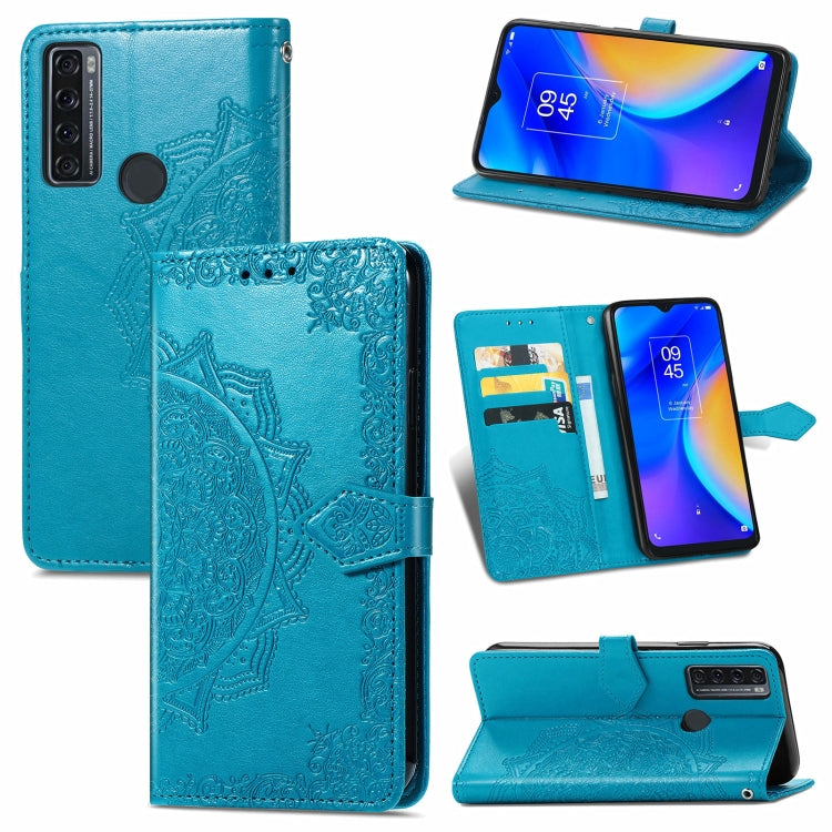 For TCL 20 SE Mandala Flower Embossed Horizontal Flip Leather Case with Bracket / Card Slot / Wallet / Lanyard