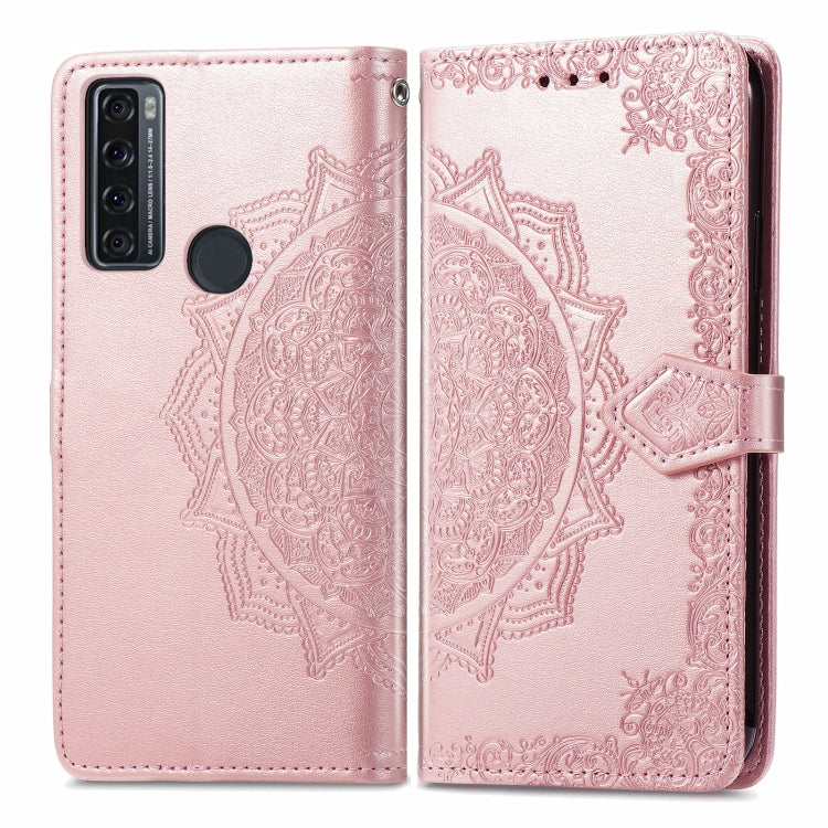 For TCL 20 SE Mandala Flower Embossed Horizontal Flip Leather Case with Bracket / Card Slot / Wallet / Lanyard