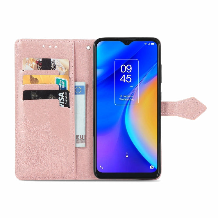 For TCL 20 SE Mandala Flower Embossed Horizontal Flip Leather Case with Bracket / Card Slot / Wallet / Lanyard