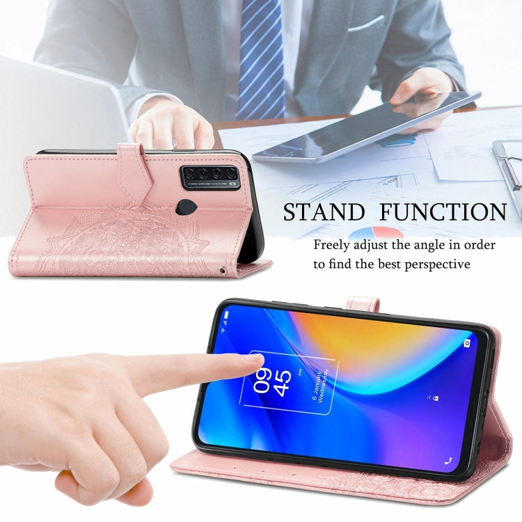 For TCL 20 SE Mandala Flower Embossed Horizontal Flip Leather Case with Bracket / Card Slot / Wallet / Lanyard