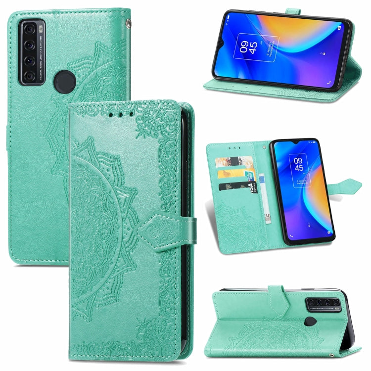 For TCL 20 SE Mandala Flower Embossed Horizontal Flip Leather Case with Bracket / Card Slot / Wallet / Lanyard