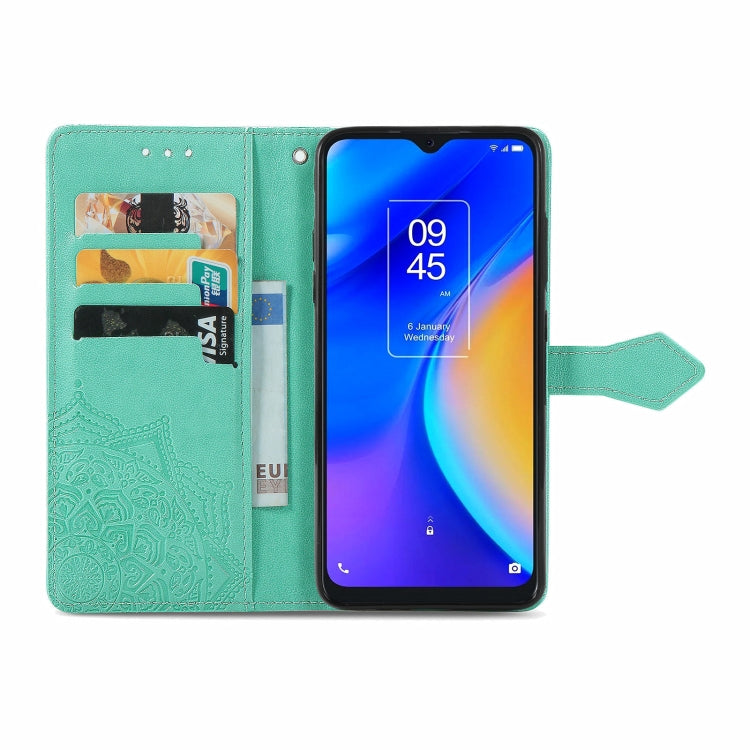 For TCL 20 SE Mandala Flower Embossed Horizontal Flip Leather Case with Bracket / Card Slot / Wallet / Lanyard