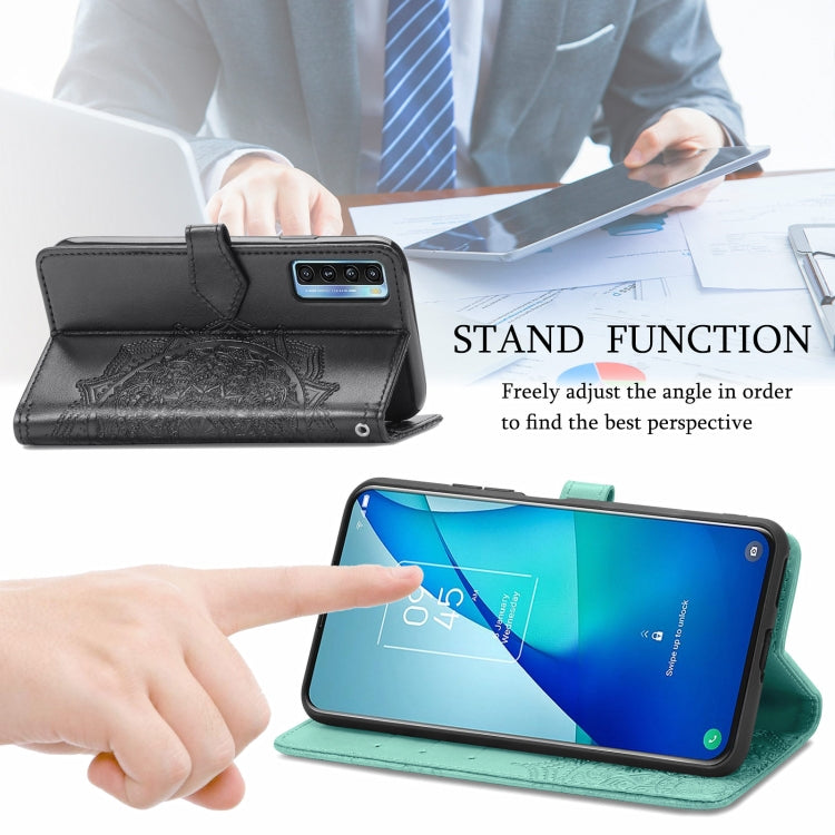 For TCL 20S Mandala Flower Embossed Horizontal Flip Leather Case with Bracket / Card Slot / Wallet / Lanyard