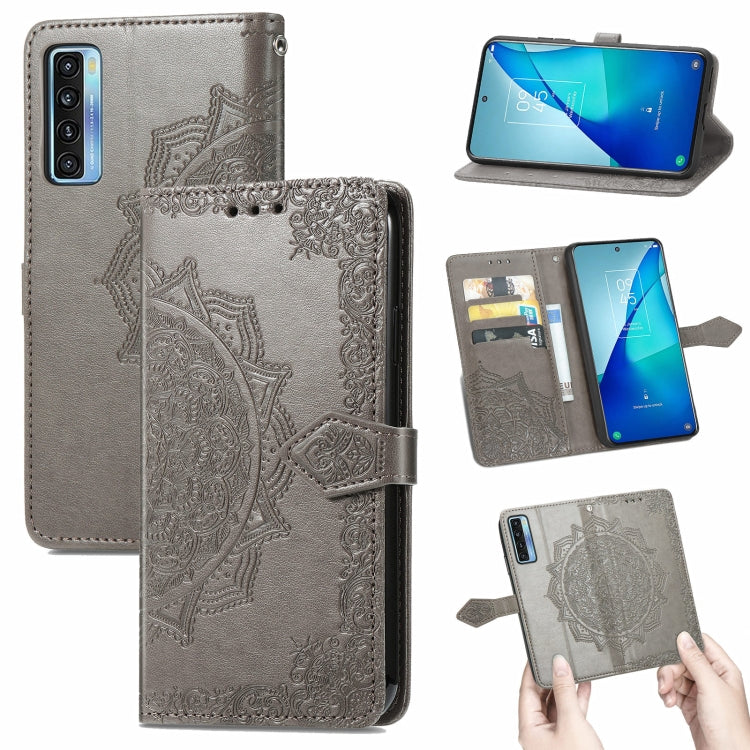 For TCL 20S Mandala Flower Embossed Horizontal Flip Leather Case with Bracket / Card Slot / Wallet / Lanyard