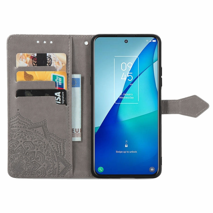 For TCL 20S Mandala Flower Embossed Horizontal Flip Leather Case with Bracket / Card Slot / Wallet / Lanyard