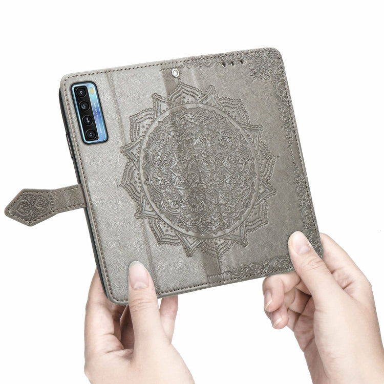 For TCL 20S Mandala Flower Embossed Horizontal Flip Leather Case with Bracket / Card Slot / Wallet / Lanyard