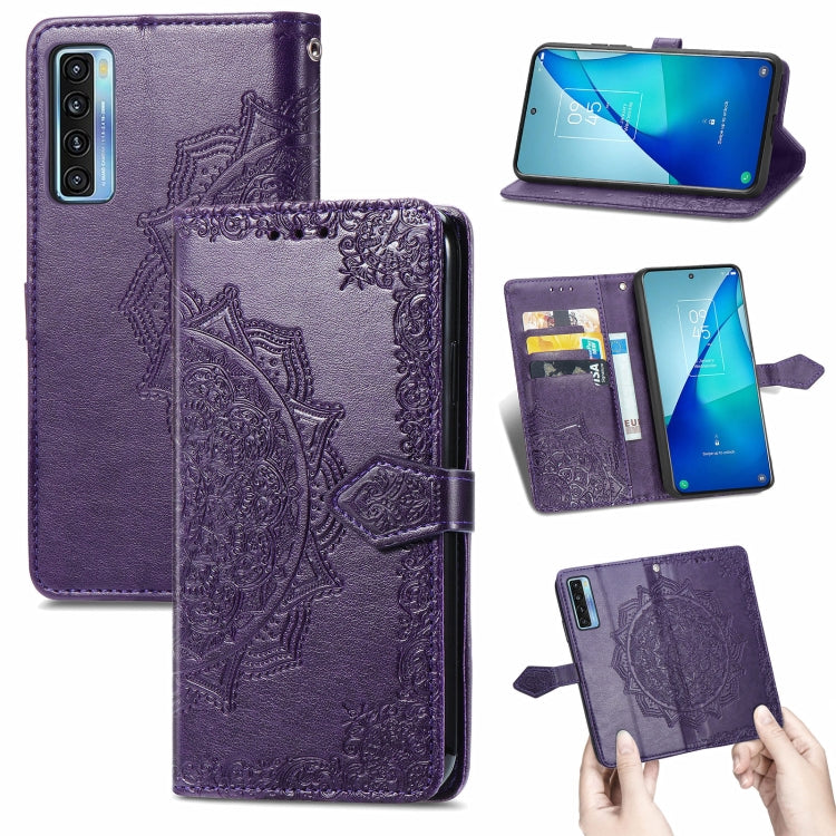 For TCL 20S Mandala Flower Embossed Horizontal Flip Leather Case with Bracket / Card Slot / Wallet / Lanyard