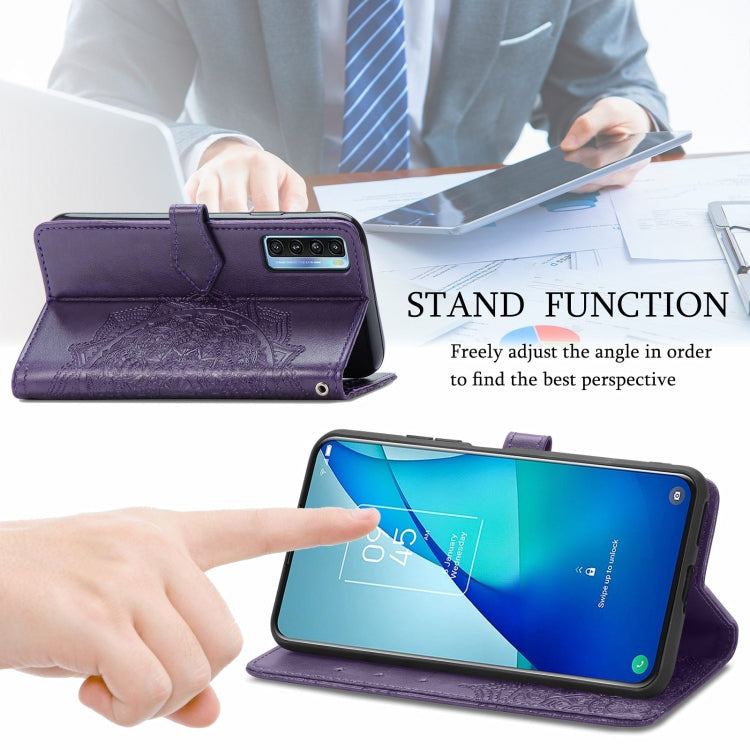 For TCL 20S Mandala Flower Embossed Horizontal Flip Leather Case with Bracket / Card Slot / Wallet / Lanyard