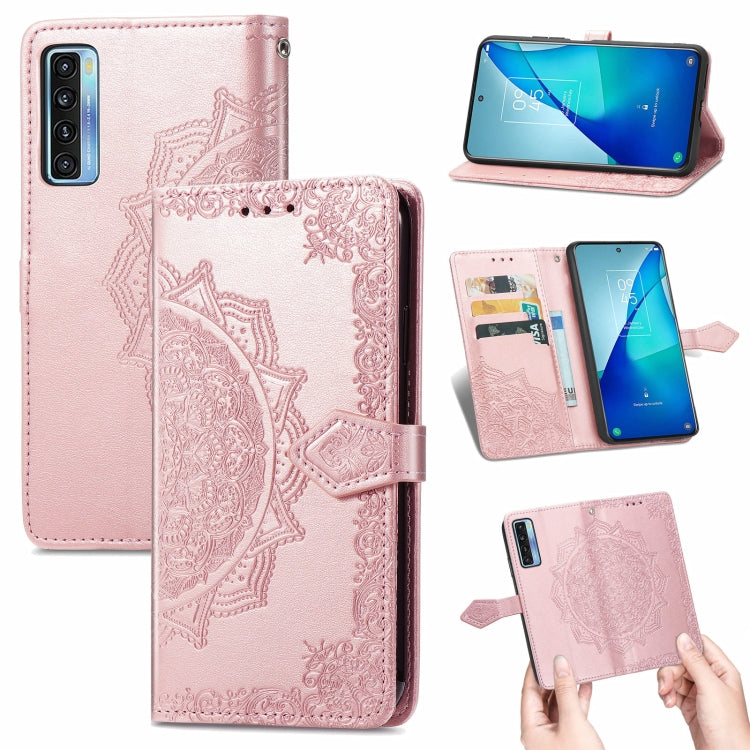 For TCL 20S Mandala Flower Embossed Horizontal Flip Leather Case with Bracket / Card Slot / Wallet / Lanyard