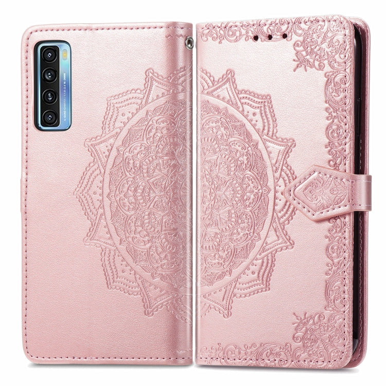 For TCL 20S Mandala Flower Embossed Horizontal Flip Leather Case with Bracket / Card Slot / Wallet / Lanyard