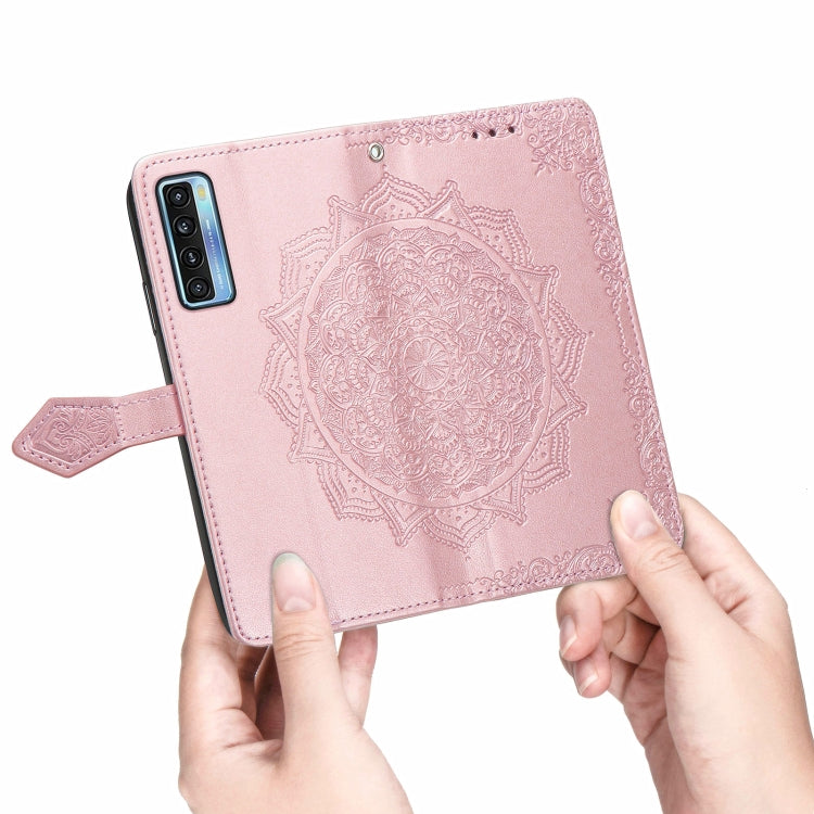 For TCL 20S Mandala Flower Embossed Horizontal Flip Leather Case with Bracket / Card Slot / Wallet / Lanyard