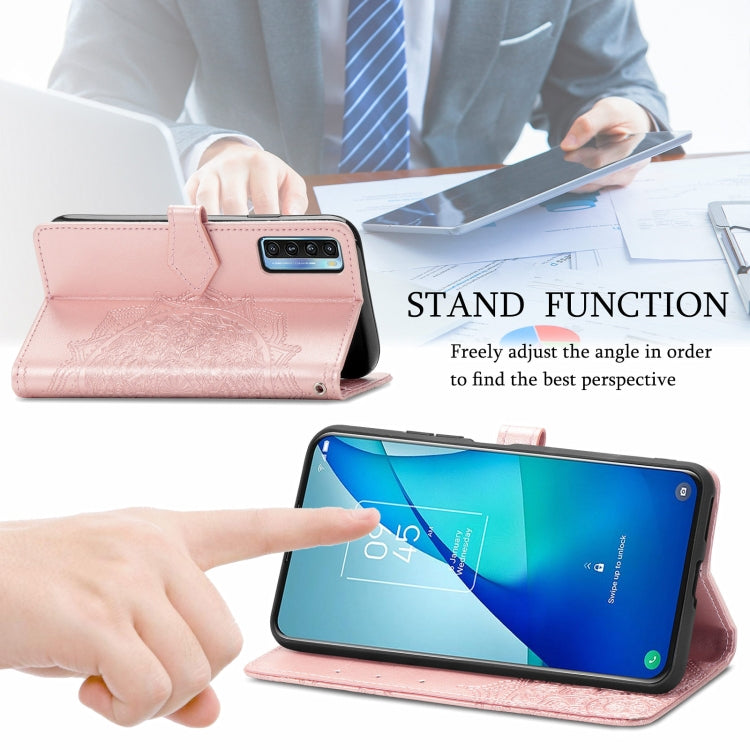 For TCL 20S Mandala Flower Embossed Horizontal Flip Leather Case with Bracket / Card Slot / Wallet / Lanyard