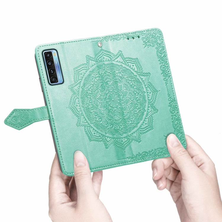 For TCL 20S Mandala Flower Embossed Horizontal Flip Leather Case with Bracket / Card Slot / Wallet / Lanyard