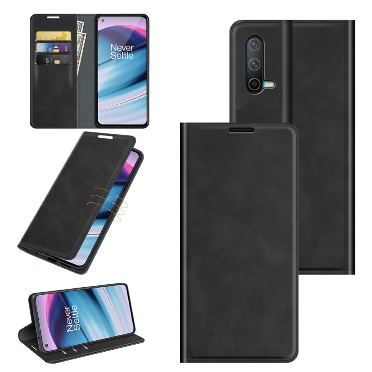 For OnePlus Nord CE 5G Retro-skin Business Magnetic Suction Leather Case with Holder & Card Slots & Wallet