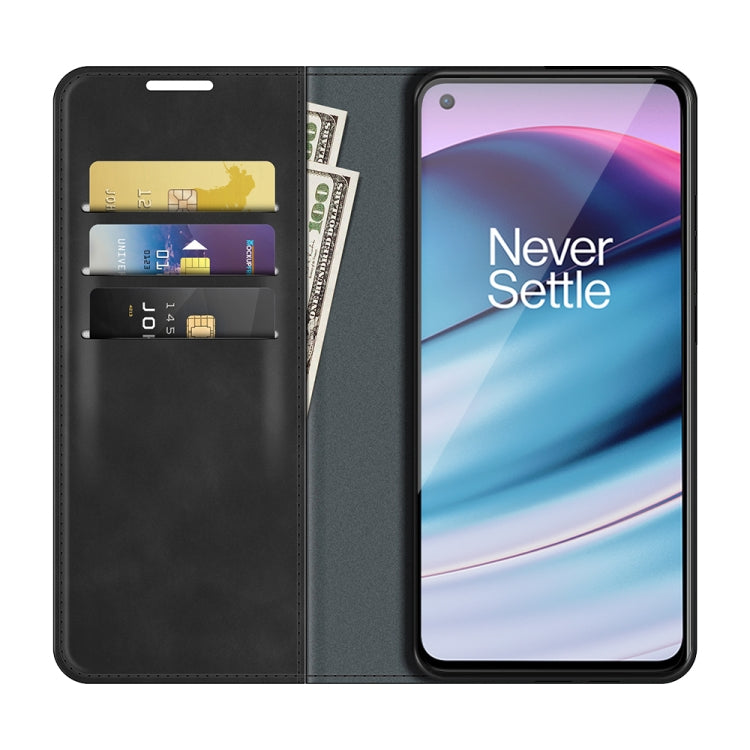 For OnePlus Nord CE 5G Retro-skin Business Magnetic Suction Leather Case with Holder & Card Slots & Wallet