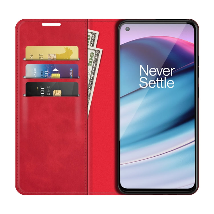 For OnePlus Nord CE 5G Retro-skin Business Magnetic Suction Leather Case with Holder & Card Slots & Wallet