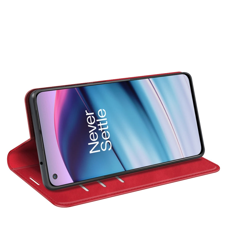 For OnePlus Nord CE 5G Retro-skin Business Magnetic Suction Leather Case with Holder & Card Slots & Wallet