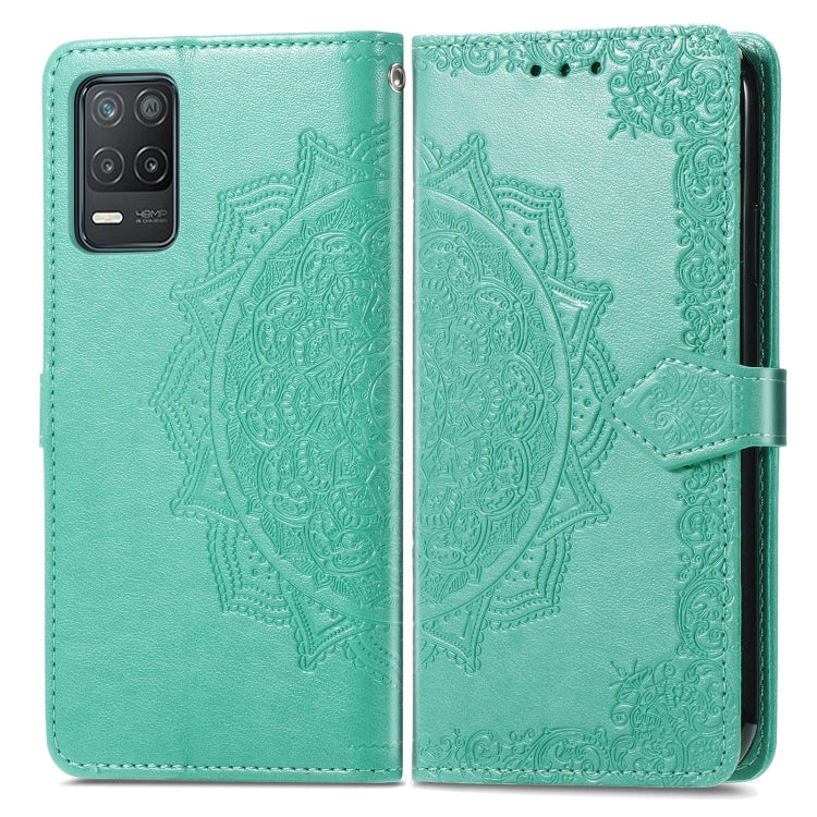 For OPPO Realme 8 5G Mandala Flower Embossed Horizontal Flip Leather Case with Holder & Three Card Slots & Wallet & Lanyard