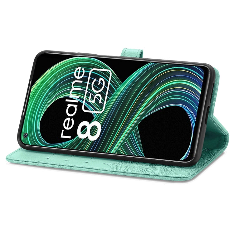 For OPPO Realme 8 5G Mandala Flower Embossed Horizontal Flip Leather Case with Holder & Three Card Slots & Wallet & Lanyard