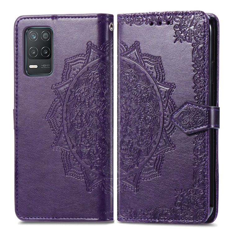 For OPPO Realme 8 5G Mandala Flower Embossed Horizontal Flip Leather Case with Holder & Three Card Slots & Wallet & Lanyard