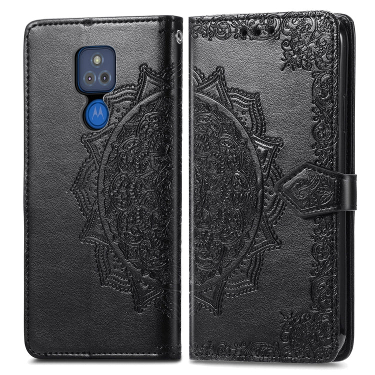 For Motorola Moto G Play 2021 Mandala Flower Embossed Horizontal Flip Leather Case with Holder & Three Card Slots & Wallet & Lanyard