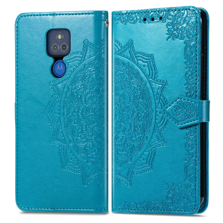 For Motorola Moto G Play 2021 Mandala Flower Embossed Horizontal Flip Leather Case with Holder & Three Card Slots & Wallet & Lanyard