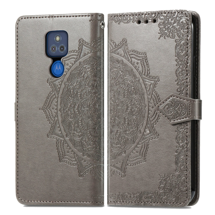 For Motorola Moto G Play 2021 Mandala Flower Embossed Horizontal Flip Leather Case with Holder & Three Card Slots & Wallet & Lanyard