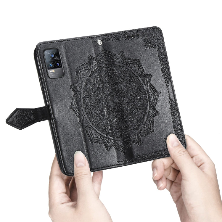 For vivo V21e 4G Mandala Flower Embossed Horizontal Flip Leather Case with Holder & Three Card Slots & Wallet & Lanyard