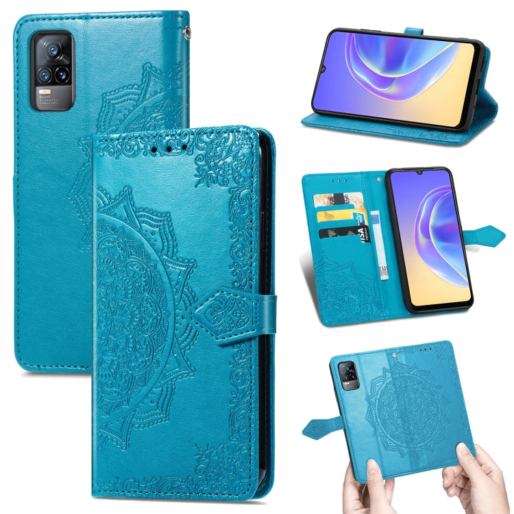 For vivo V21e 4G Mandala Flower Embossed Horizontal Flip Leather Case with Holder & Three Card Slots & Wallet & Lanyard