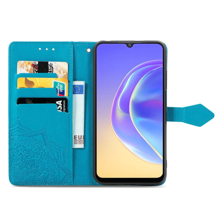 For vivo V21e 4G Mandala Flower Embossed Horizontal Flip Leather Case with Holder & Three Card Slots & Wallet & Lanyard