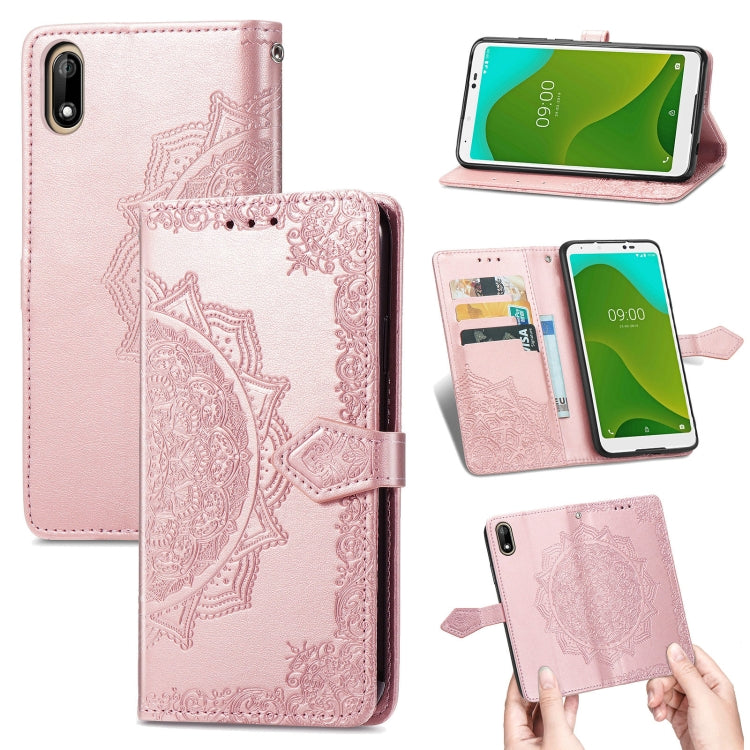 For Wiko Jerry 4 Mandala Flower Embossed Horizontal Flip Leather Case with Holder & Three Card Slots & Wallet & Lanyard