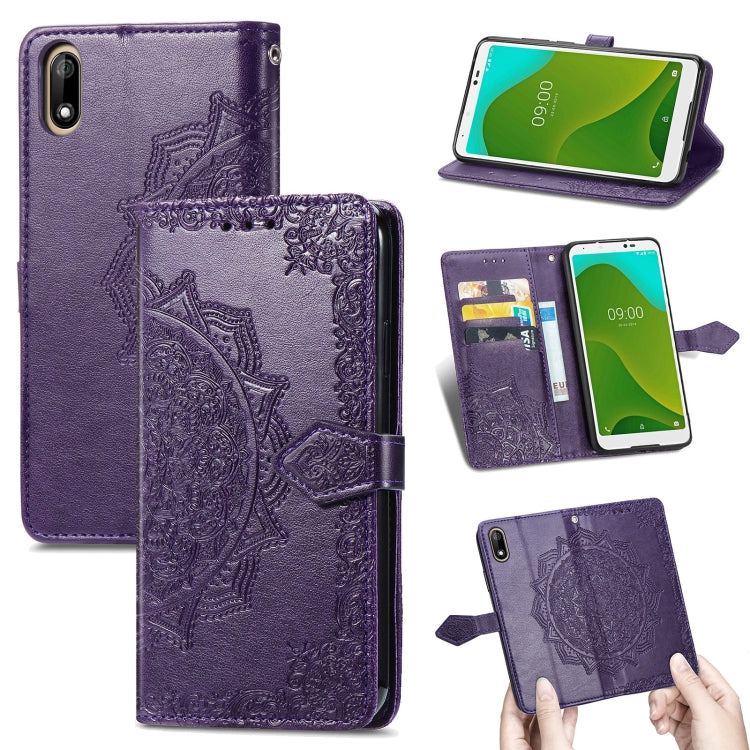 For Wiko Jerry 4 Mandala Flower Embossed Horizontal Flip Leather Case with Holder & Three Card Slots & Wallet & Lanyard