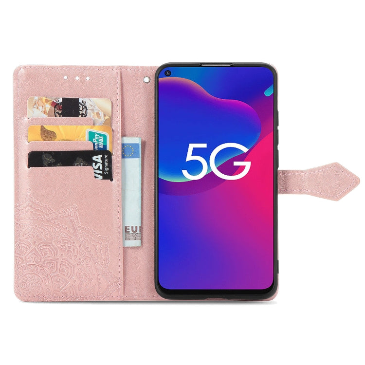 For ZTE Axon 11 SE 5G Mandala Flower Embossed Horizontal Flip Leather Case with Holder & Three Card Slots & Wallet & Lanyard