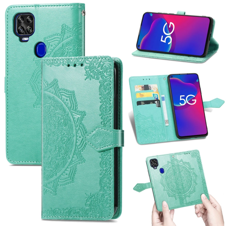 For ZTE Axon 11 SE 5G Mandala Flower Embossed Horizontal Flip Leather Case with Holder & Three Card Slots & Wallet & Lanyard