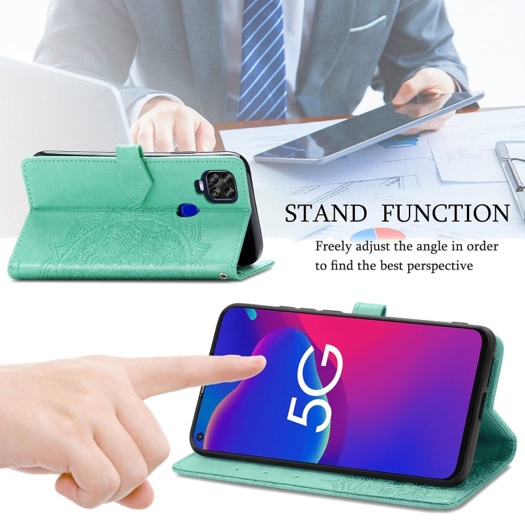 For ZTE Axon 11 SE 5G Mandala Flower Embossed Horizontal Flip Leather Case with Holder & Three Card Slots & Wallet & Lanyard