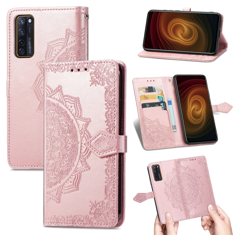 For ZTE Axon 20 5G Mandala Flower Embossed Horizontal Flip Leather Case with Holder & Three Card Slots & Wallet & Lanyard