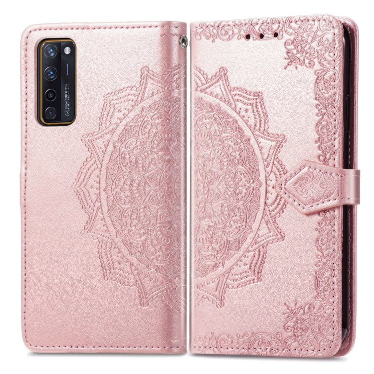 For ZTE Axon 20 5G Mandala Flower Embossed Horizontal Flip Leather Case with Holder & Three Card Slots & Wallet & Lanyard