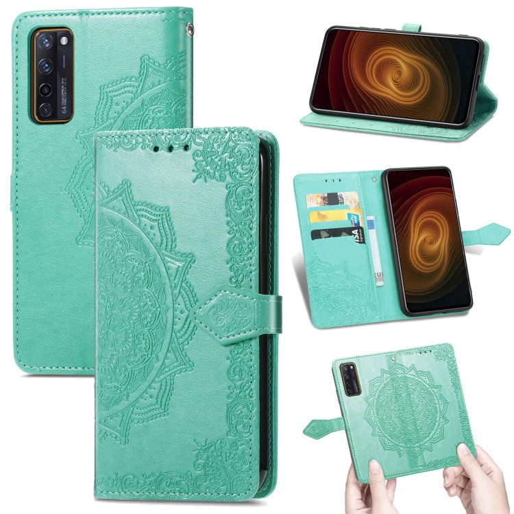 For ZTE Axon 20 5G Mandala Flower Embossed Horizontal Flip Leather Case with Holder & Three Card Slots & Wallet & Lanyard