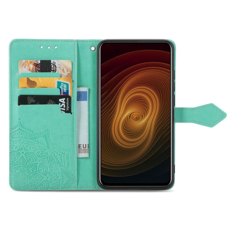For ZTE Axon 20 5G Mandala Flower Embossed Horizontal Flip Leather Case with Holder & Three Card Slots & Wallet & Lanyard
