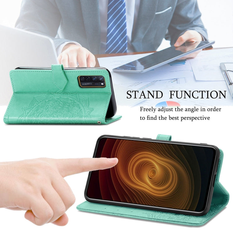 For ZTE Axon 20 5G Mandala Flower Embossed Horizontal Flip Leather Case with Holder & Three Card Slots & Wallet & Lanyard