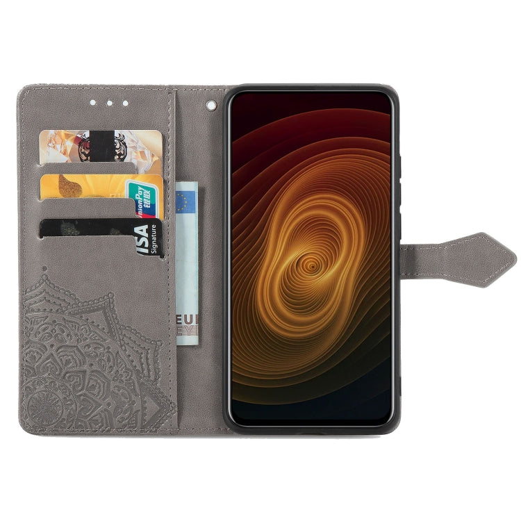 For ZTE Axon 20 5G Mandala Flower Embossed Horizontal Flip Leather Case with Holder & Three Card Slots & Wallet & Lanyard