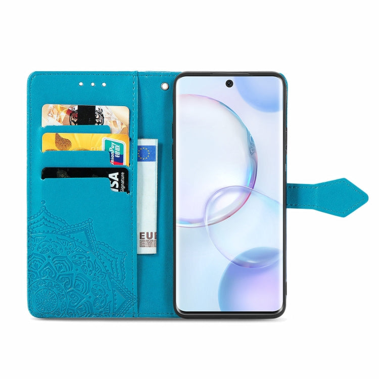For Honor 50 Mandala Flower Embossed Horizontal Flip Leather Case with Holder & Three Card Slots & Wallet & Lanyard