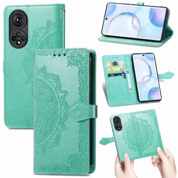 For Honor 50 Mandala Flower Embossed Horizontal Flip Leather Case with Holder & Three Card Slots & Wallet & Lanyard