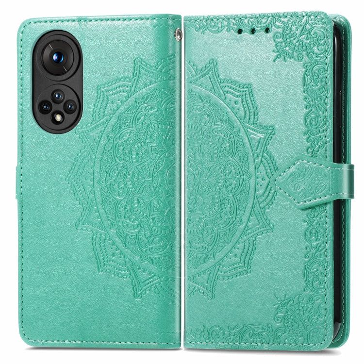 For Honor 50 Mandala Flower Embossed Horizontal Flip Leather Case with Holder & Three Card Slots & Wallet & Lanyard