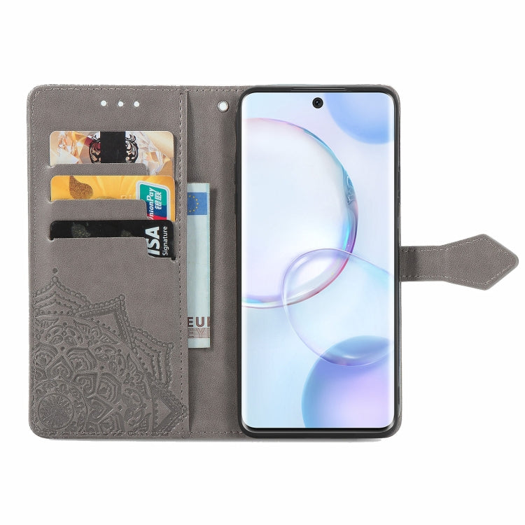 For Honor 50 Mandala Flower Embossed Horizontal Flip Leather Case with Holder & Three Card Slots & Wallet & Lanyard
