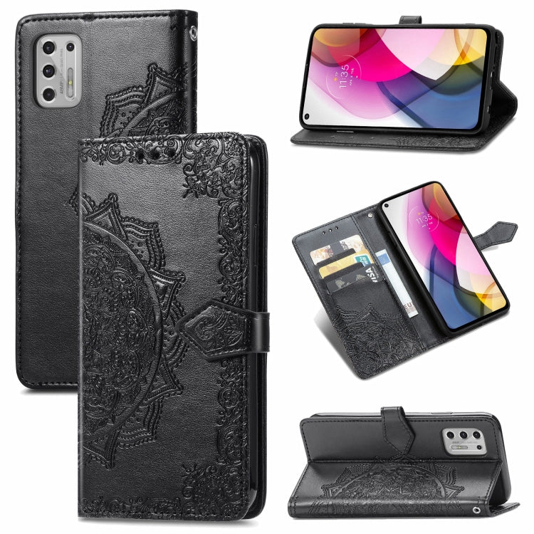 For Motorola Moto G Stylus 2021 Mandala Flower Embossed Horizontal Flip Leather Case with Holder & Three Card Slots & Wallet & Lanyard
