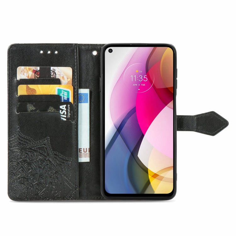 For Motorola Moto G Stylus 2021 Mandala Flower Embossed Horizontal Flip Leather Case with Holder & Three Card Slots & Wallet & Lanyard