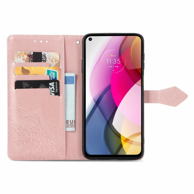 For Motorola Moto G Stylus 2021 Mandala Flower Embossed Horizontal Flip Leather Case with Holder & Three Card Slots & Wallet & Lanyard